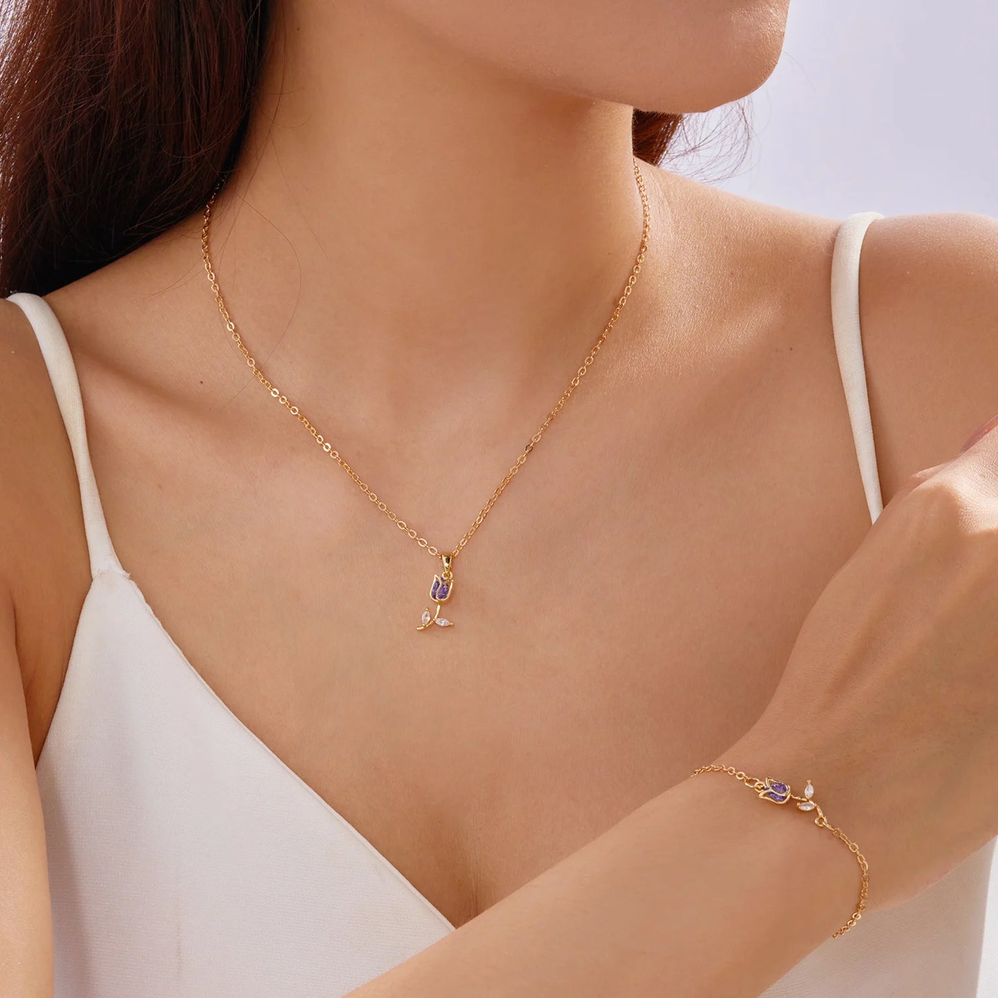 Light Luxury Tulip Flower Pendant Necklace