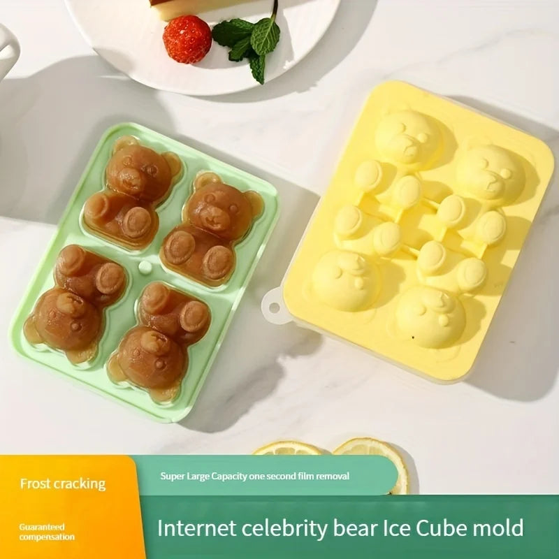 1pc Cute Teddy Bear Ice Cube Tray Flexible Food Grade Silicone mold