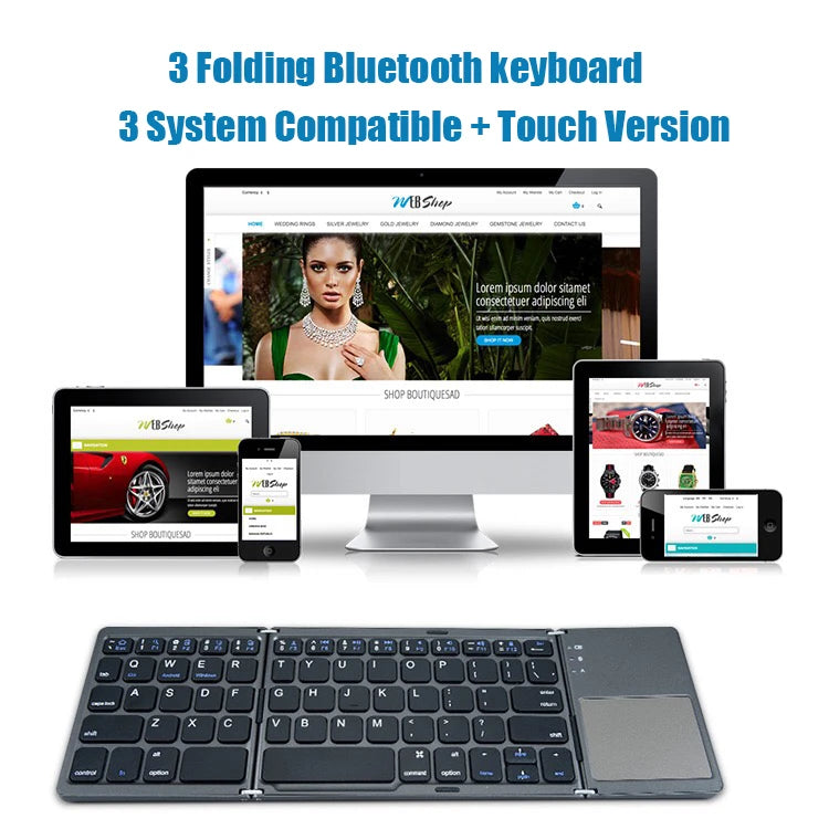 Folding Bluetooth Keyboard with Touchpad for IOS, Android, Windows Office