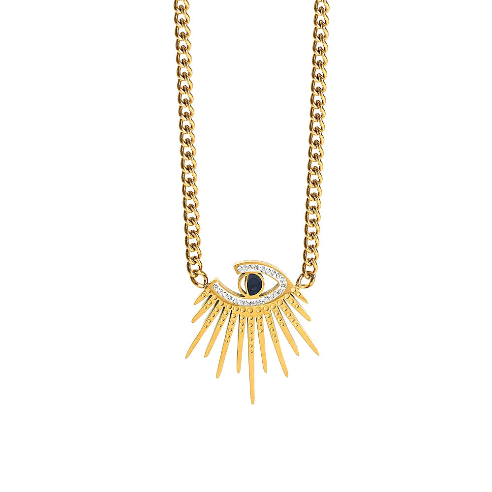 Stainless Steel Evil Eyes Pendant Necklace