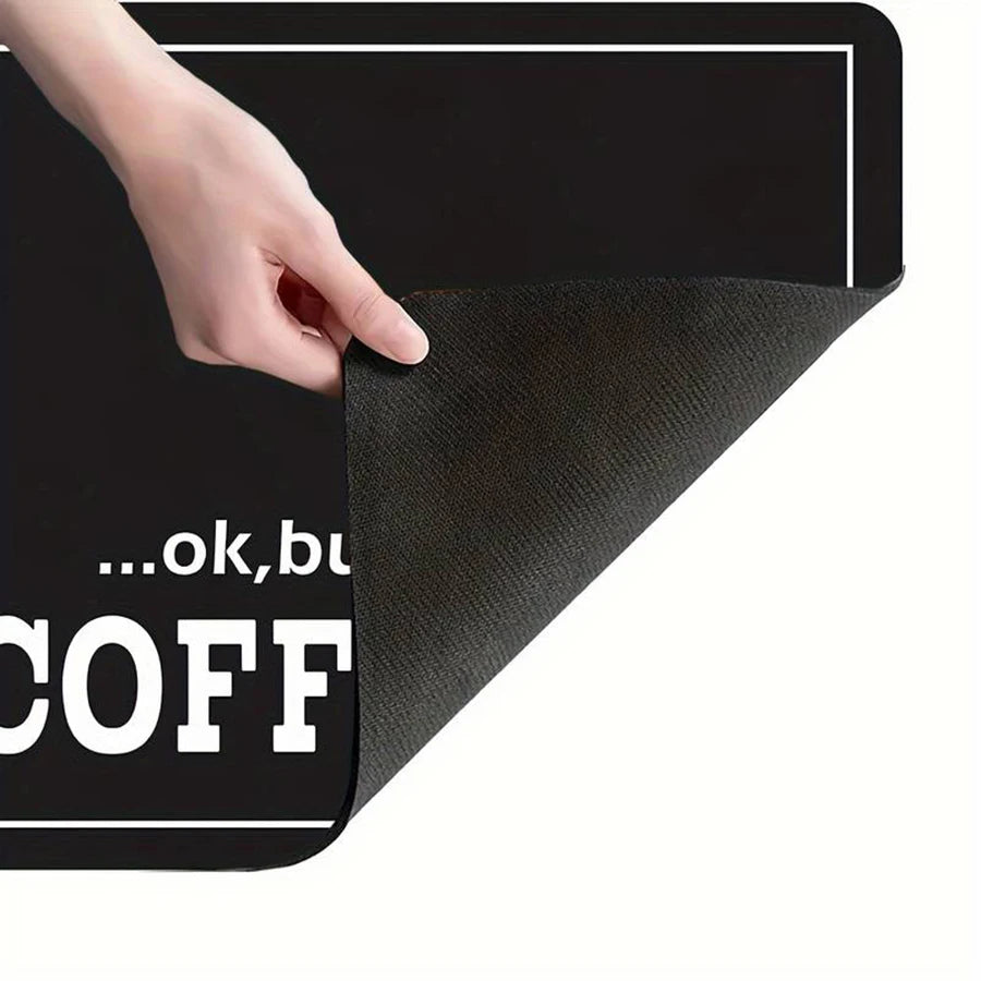 1pc black letter Coffee printed modern quick water absorption drying mat