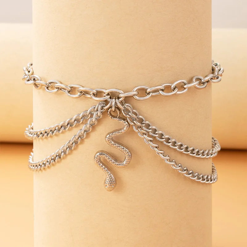 Sexy Multi-layer Anklet with a Starfish Heart Shell or snake