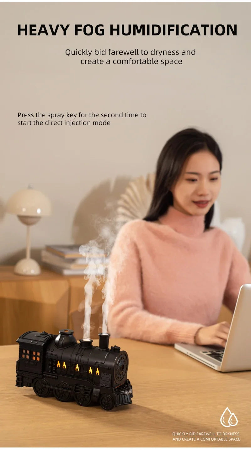Train Air Humidifier Ultrasonic Aromatherapy Diffuser USB Fragrance Essential Oil