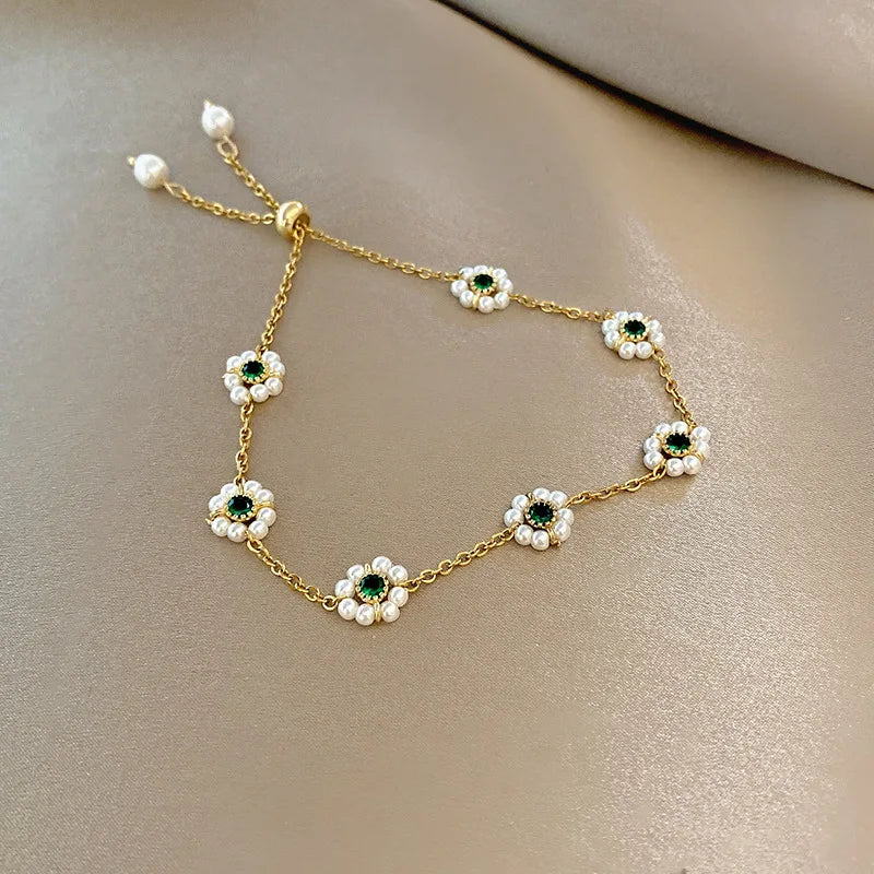 Geometric Zircon Bracelet and Circle Butterfly Bangle