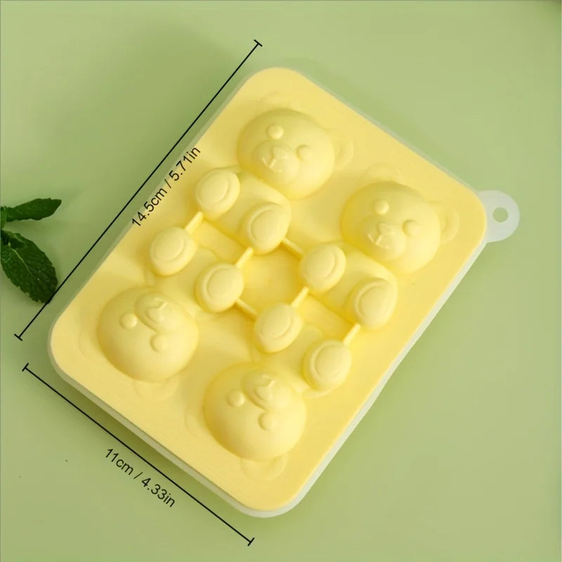 1pc Cute Teddy Bear Ice Cube Tray Flexible Food Grade Silicone mold