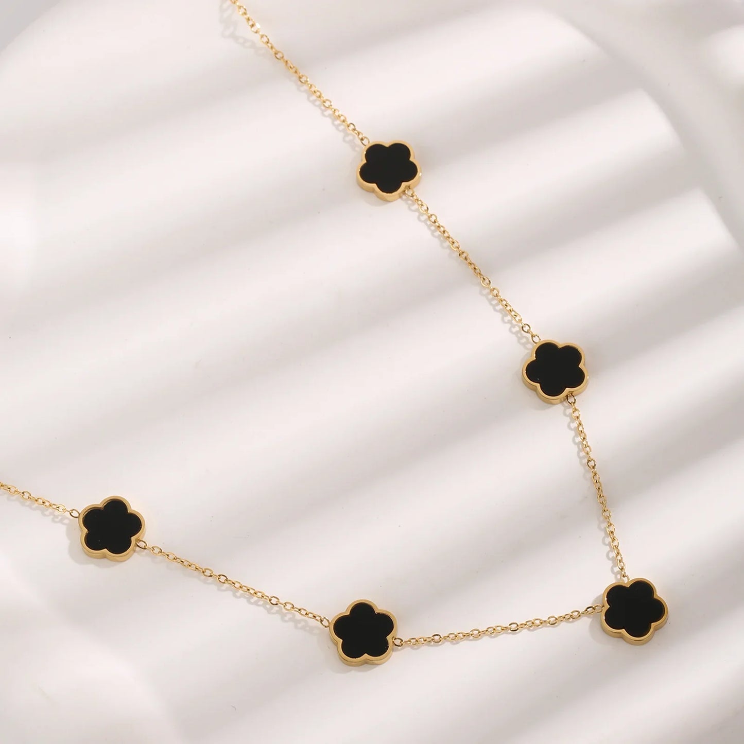 Lucky Clover 18K Gold Plated Clover Necklace Bracelet Earring Set