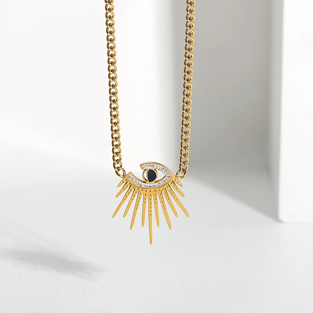 Stainless Steel Evil Eyes Pendant Necklace