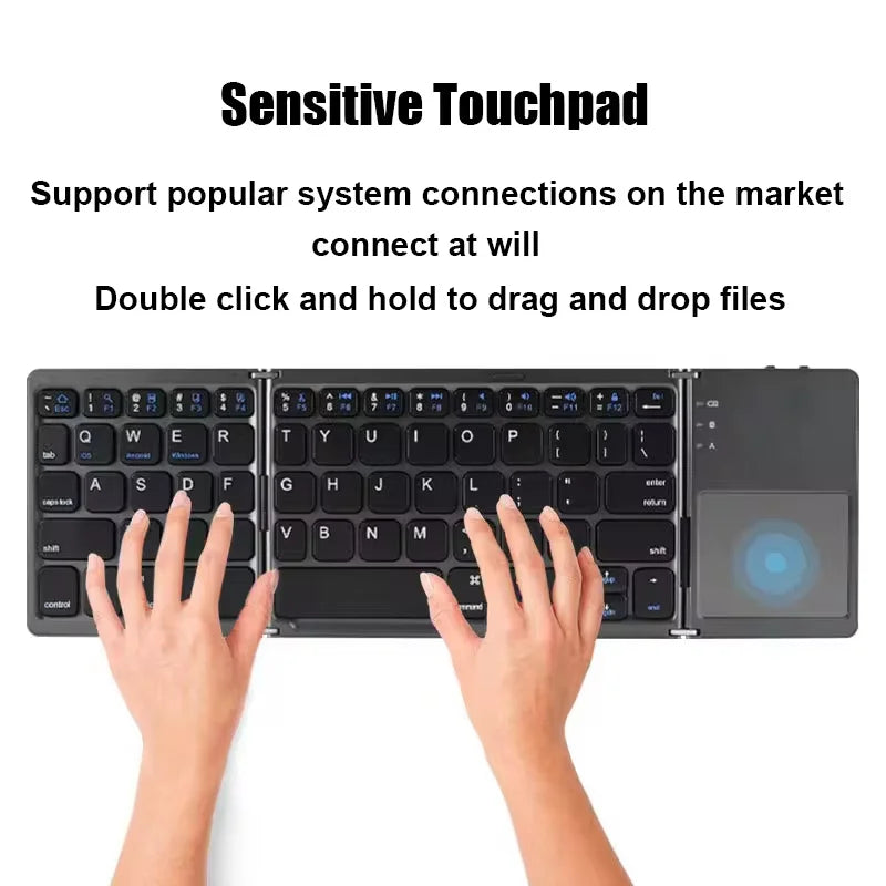 Folding Bluetooth Keyboard with Touchpad for IOS, Android, Windows Office