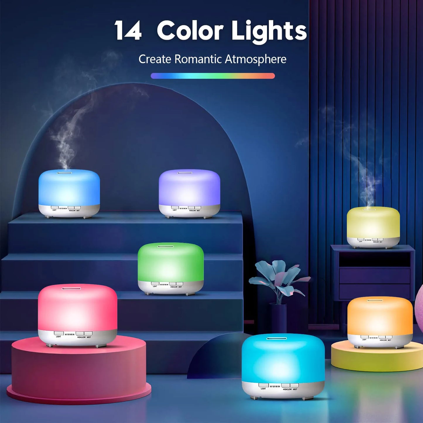 500ML Aroma Diffuser (Oils Optional), 5V 2A Essential Oil Aromatherapy Diffuser Humidifier with Remote Control
