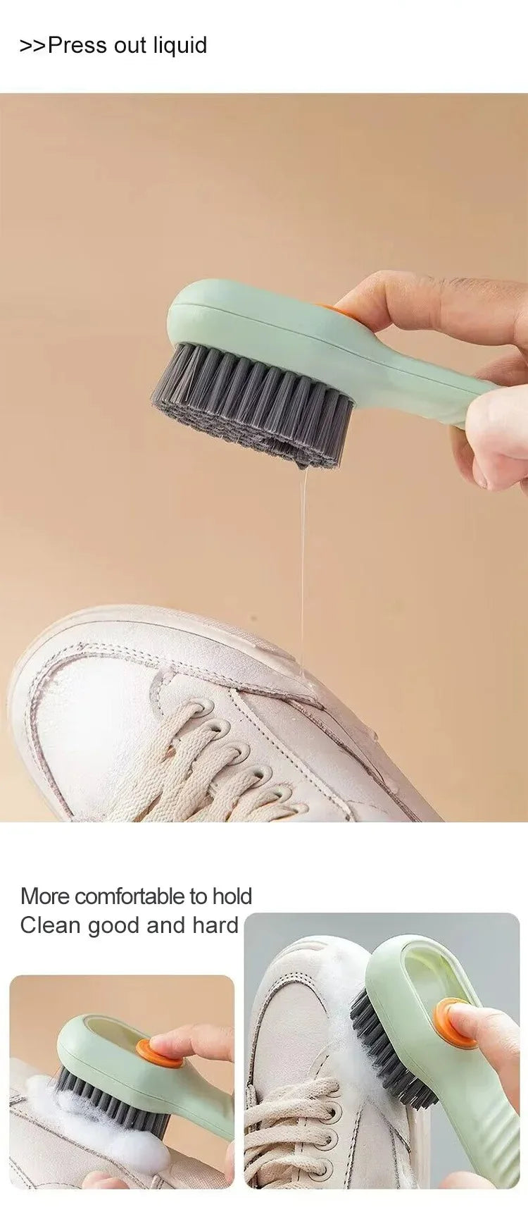 Multifunction Automatic Liquid Shoe Brush with a Long Handle