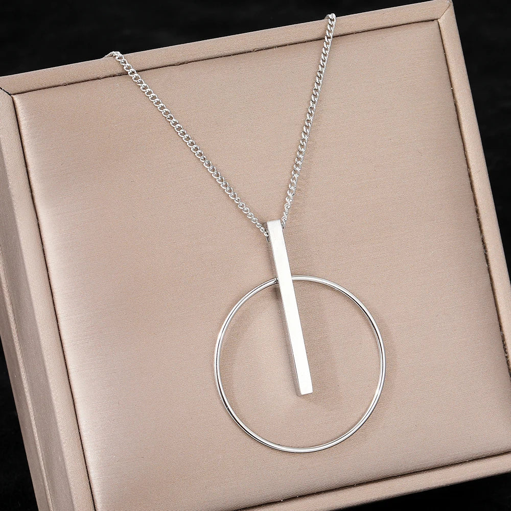 Circle Sticks Pendant Clavicle Chain