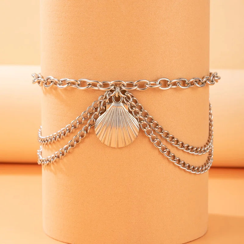 Sexy Multi-layer Anklet with a Starfish Heart Shell or snake