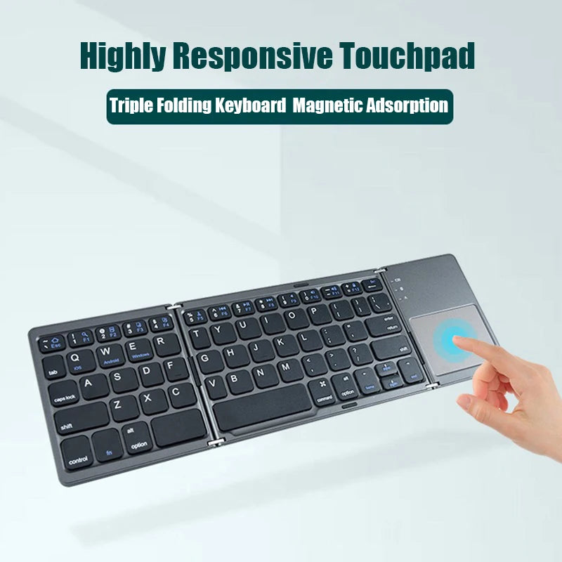 Folding Bluetooth Keyboard with Touchpad for IOS, Android, Windows Office