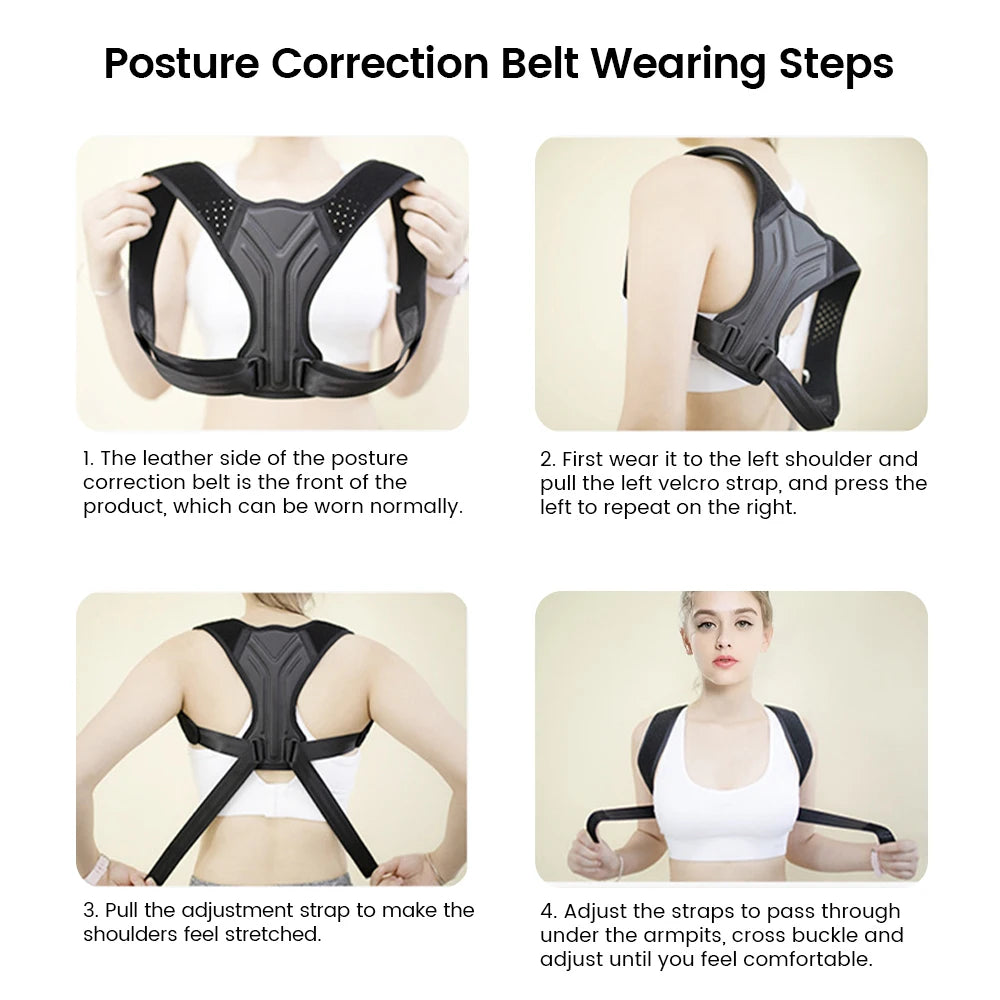 Adjustable Back Shoulder Posture Corrector Belt, Spine Support