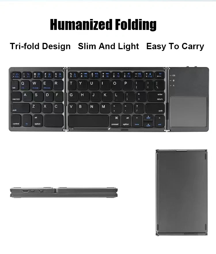 Folding Bluetooth Keyboard with Touchpad for IOS, Android, Windows Office