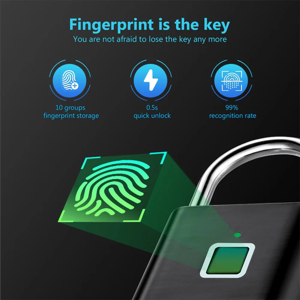 Keyless USB Charging Fingerprint Smart Padlock
