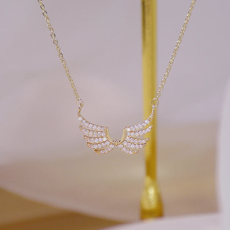 14k Plated Gold Exquisite Angel Wings Necklace