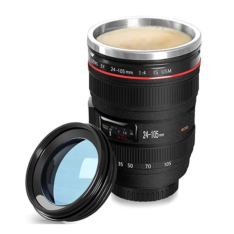 Coffee Cup Thermal Mug Camera Lens Coffee or Water Bottle Tumbler With Lids