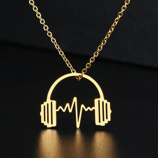 Music lovers at heart Headphone Shape Music Pendant Chain Collar