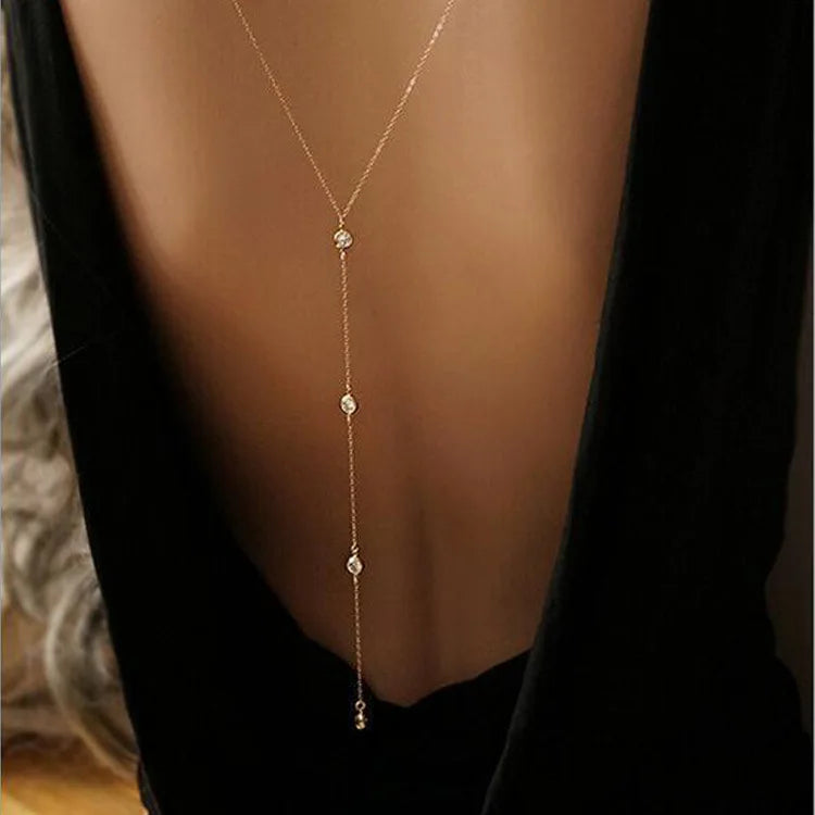 Sleek sexy long chain Minimalist with Rhinestones