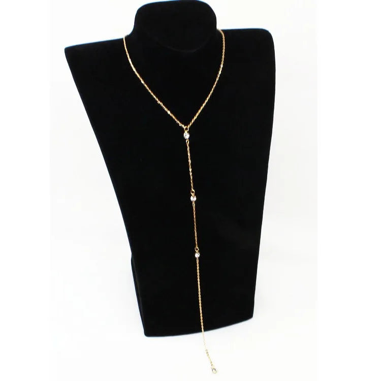 Sleek sexy long chain Minimalist with Rhinestones