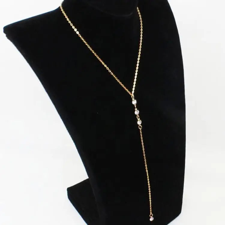 Sleek sexy long chain Minimalist with Rhinestones