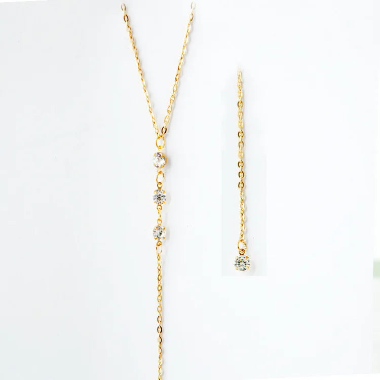 Sleek sexy long chain Minimalist with Rhinestones