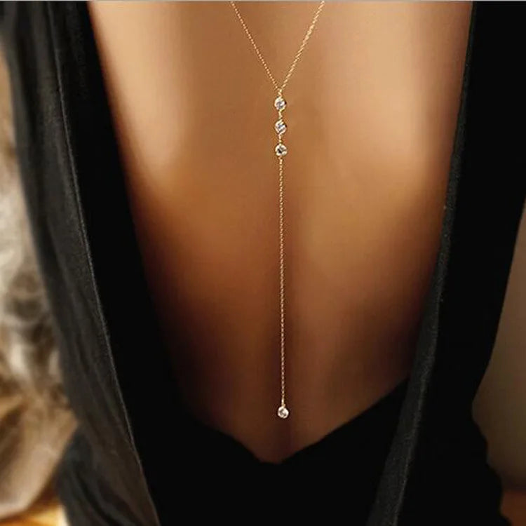 Sleek sexy long chain Minimalist with Rhinestones