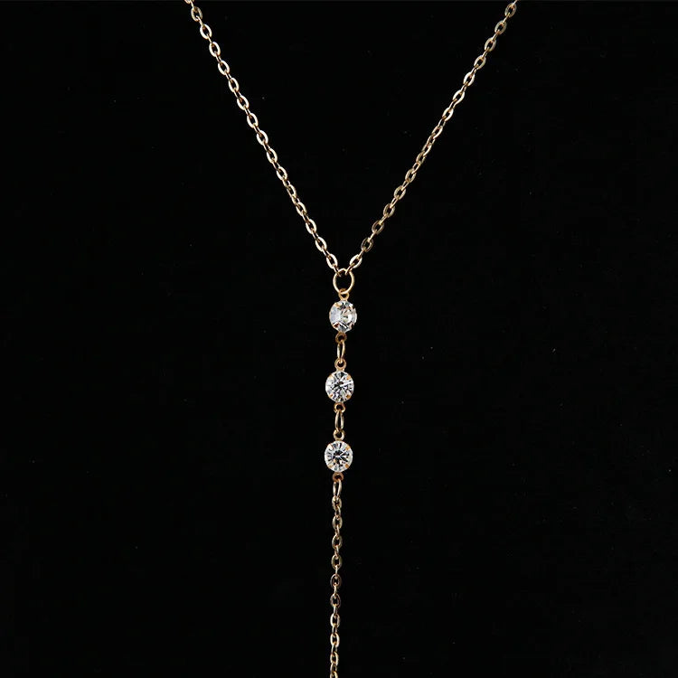 Sleek sexy long chain Minimalist with Rhinestones