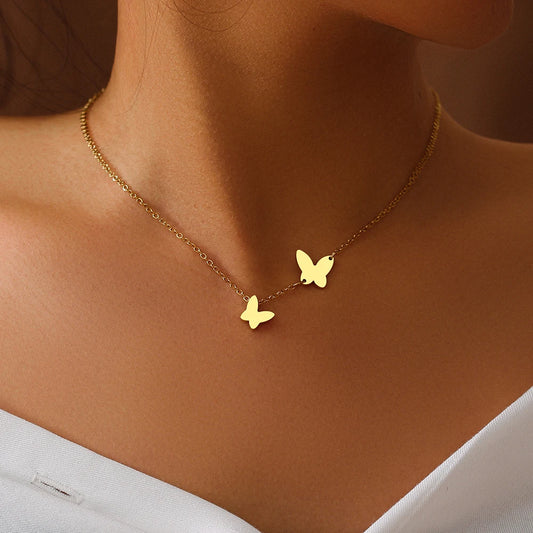 Delicate Butterfly Pendant Chain Fashion Necklace