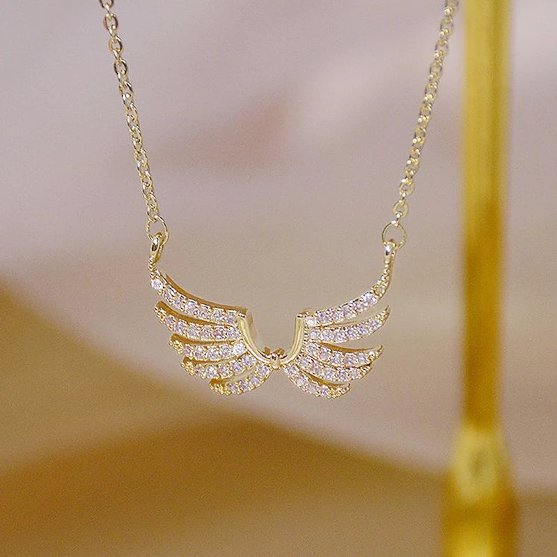 14k Plated Gold Exquisite Angel Wings Necklace