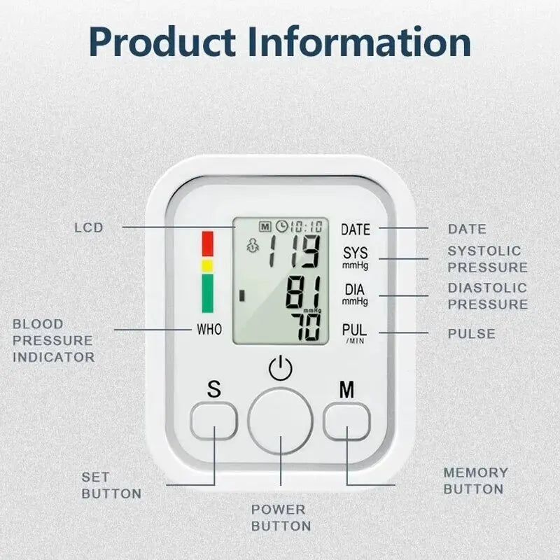 Medical Digital Arm BP Blood Pressure Automatic monitor, Heart Rate Pulse Meter Oximeter