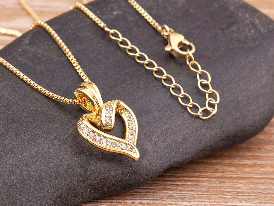 Spiral Design Heart Pendant Necklace for Women