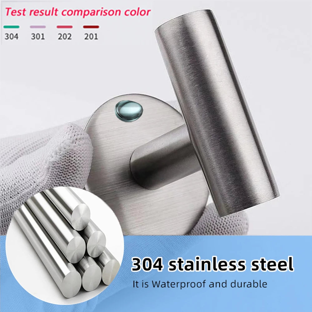 1/2PCS Adhesive Wall Hook Stainless Steel Robe Hooks