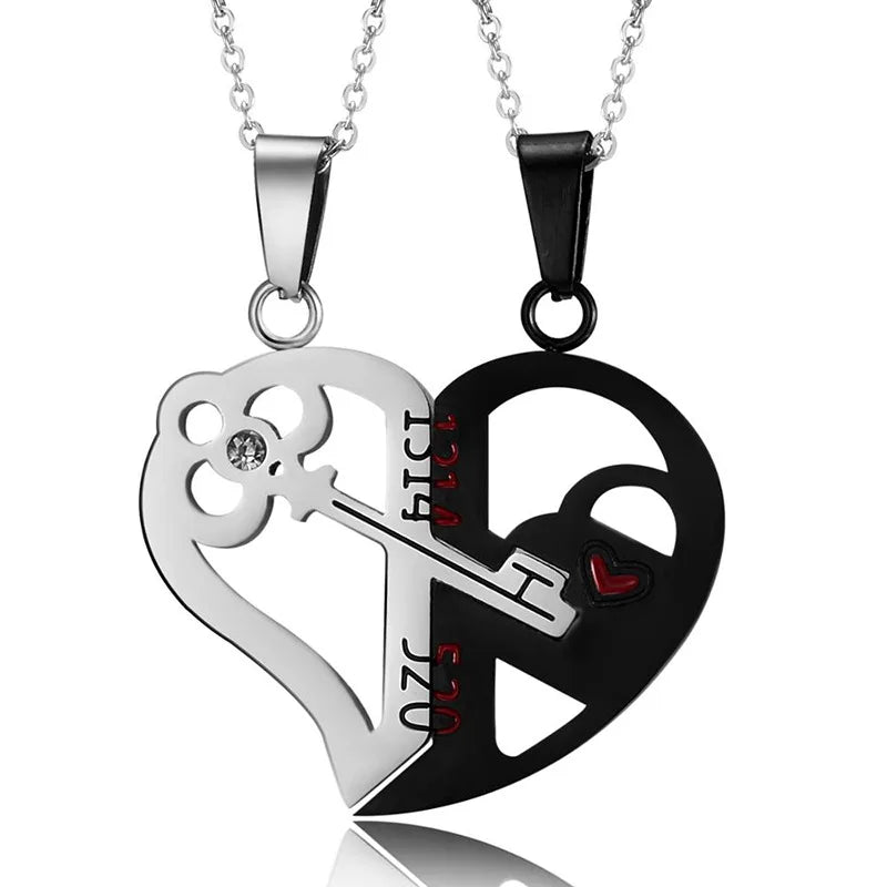 Quality Couple Pendant Necklace Electrocardiogram, Magnetic Heart