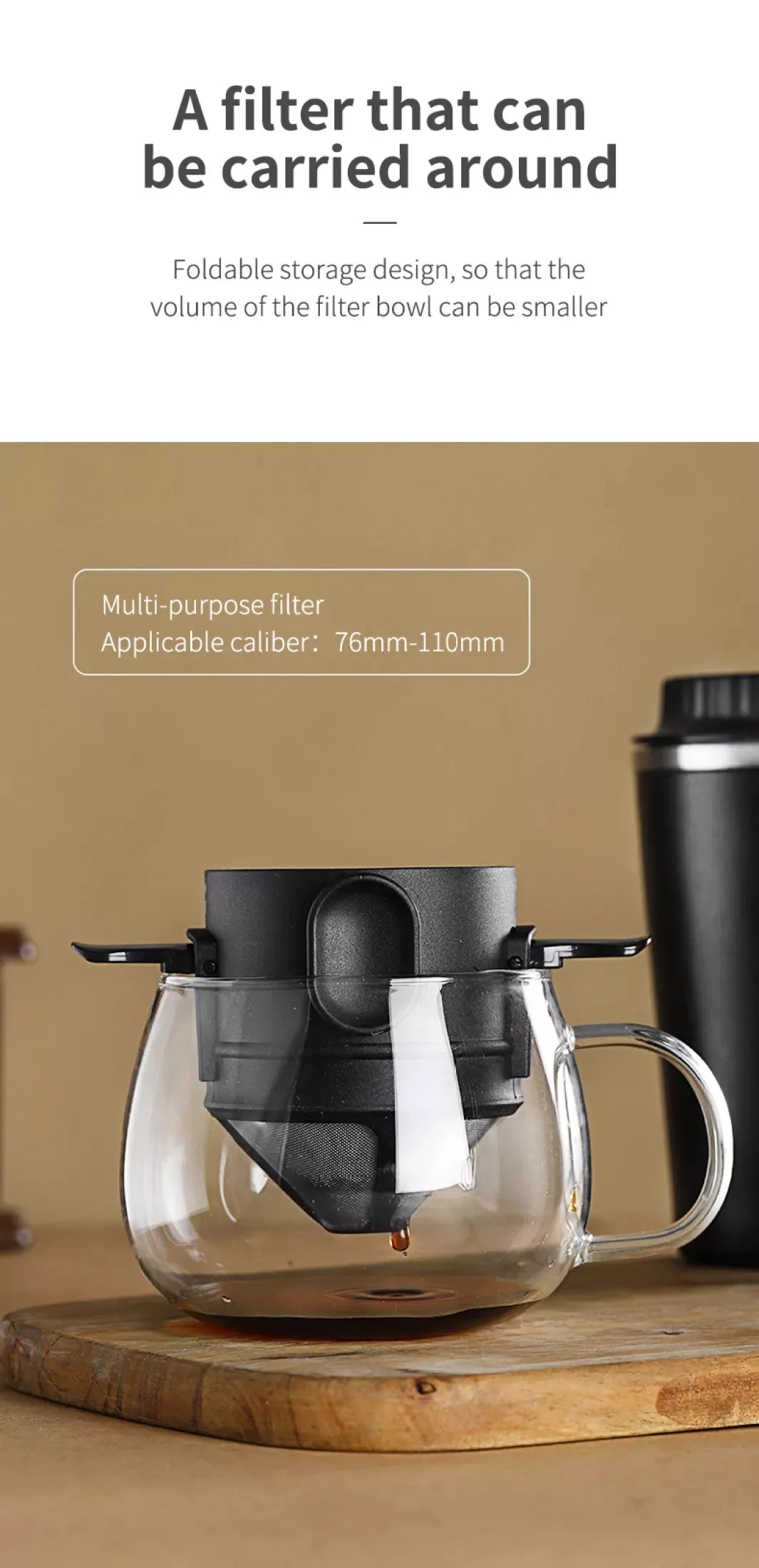 Stainless Steel Portable Coffee Filter Drip, Coffee or Tea Holder Reusable Mug