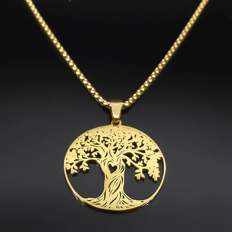 Aesthetic Tree of Life Love Heart Necklace