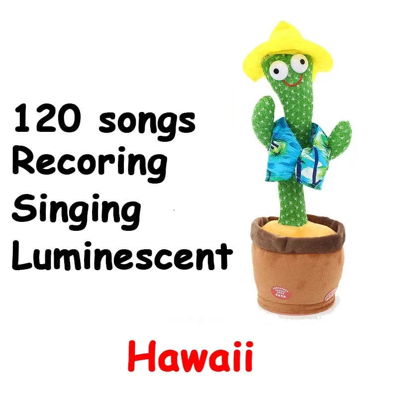 Rechargeable Cactus Glowing Dancing Electronic Plush Toys Can Sing Record