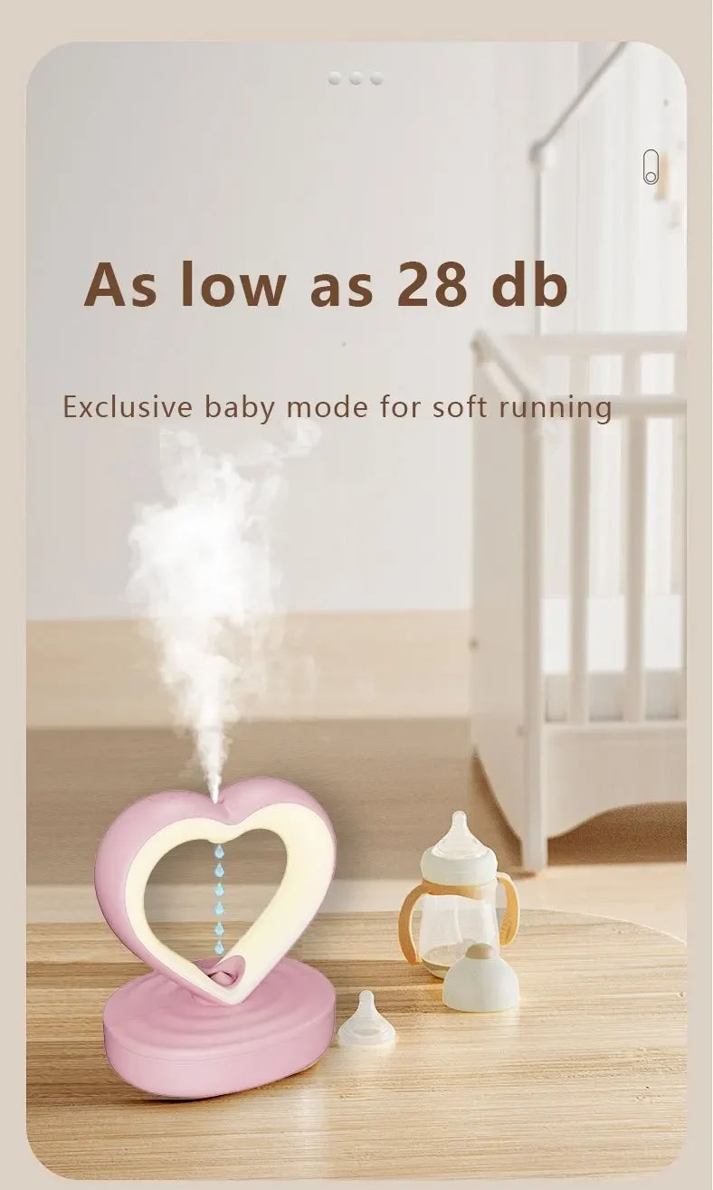 Creative Heart Shaped Anti-Gravity Humidifier LED Water Drop Air Humidifier