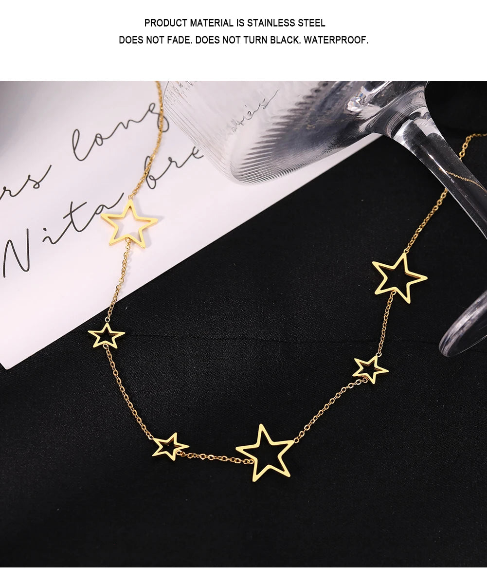 Short Star Necklace Eye Catching Designer Brand Name Necklace High Quality Silver Metal Star Shape Short Necklaces for Women