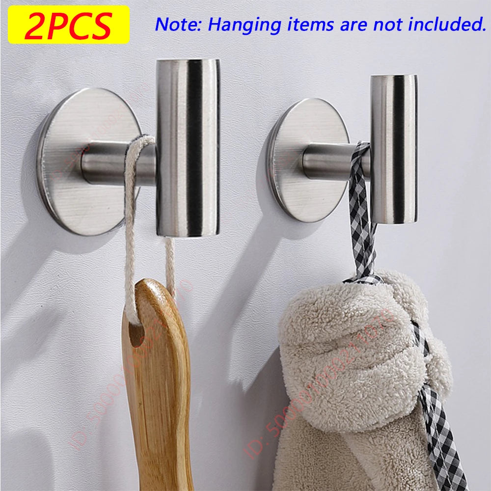 1/2PCS Adhesive Wall Hook Stainless Steel Robe Hooks