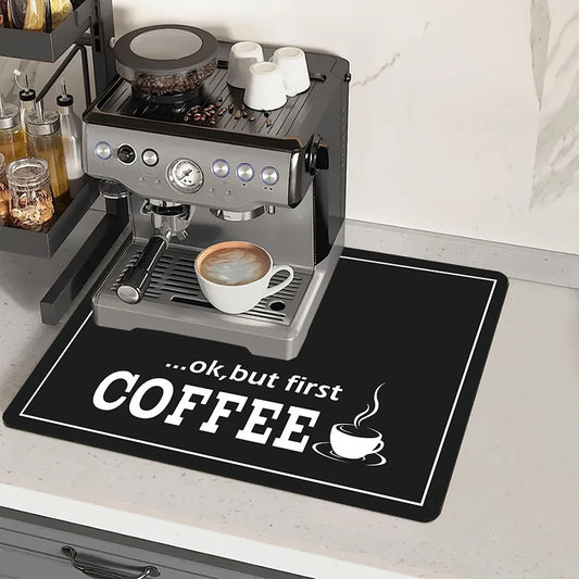 1pc black letter Coffee printed modern quick water absorption drying mat