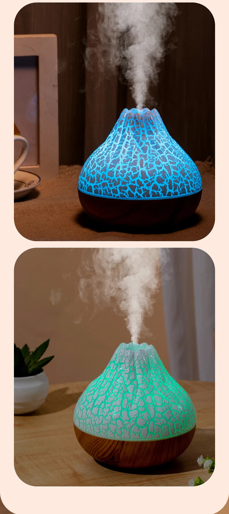 300ml Volcano Air Humidifier Desktop Electric USB Humidifier Air Freshener With 7 Colors Night