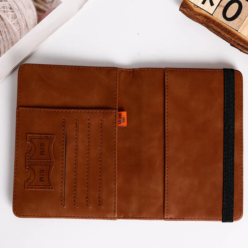 Leather Wallet Travel Passport Purse Card