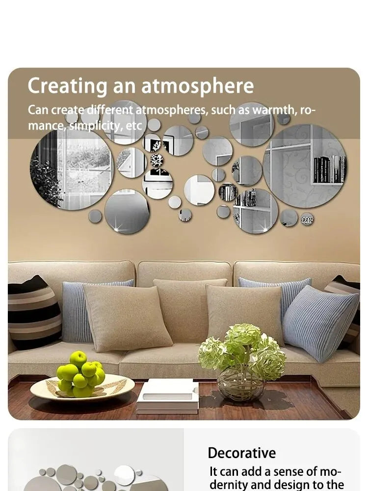 26 PCs 3D Acrylic Mirror Wall Sticker