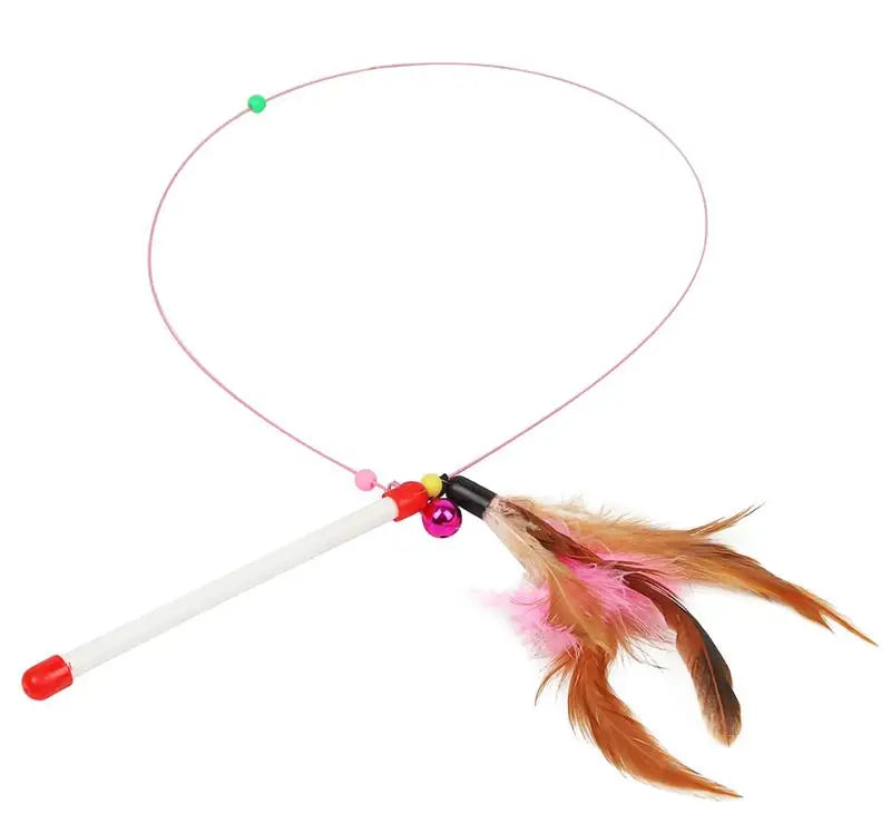 1pc Cat Toy Stick Feather Wand with Bell Mouse Cage Toys Random Color