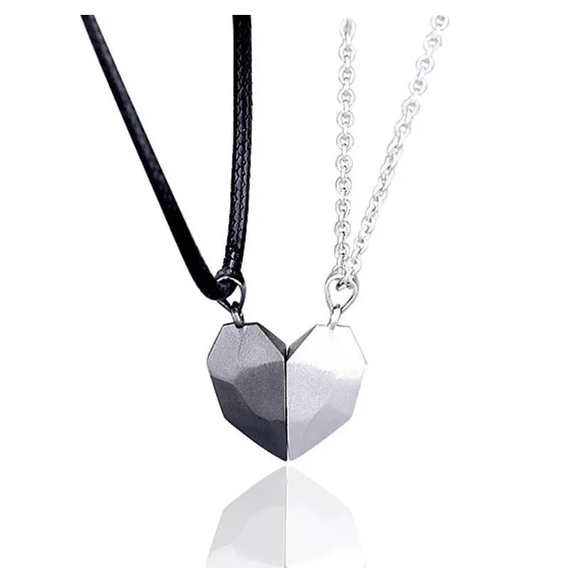 Quality Couple Pendant Necklace Electrocardiogram, Magnetic Heart