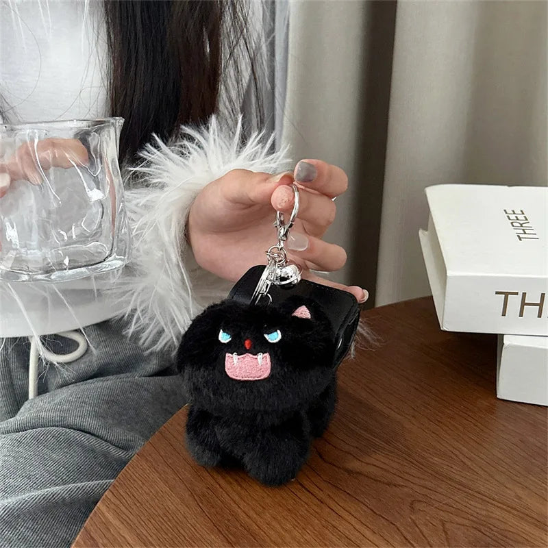 Black Cat Backpack Plush Case for AirPods