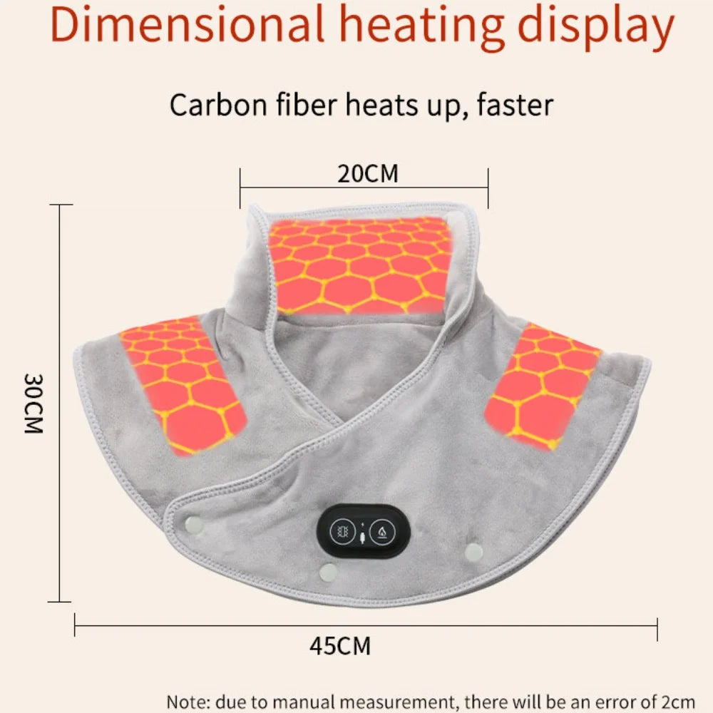 Electric Heating Shoulder Neck Pad Massager, Three Gear Hot Compress Cervical Shawl Warmer USB