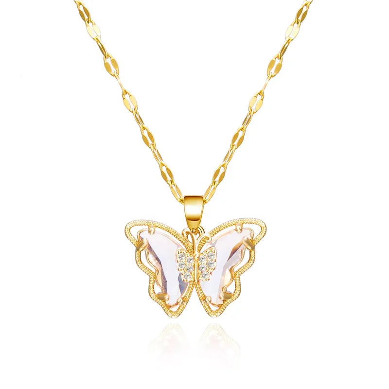 Gorgeous and Stylish Hollow Butterfly Necklace with Crystal Drop